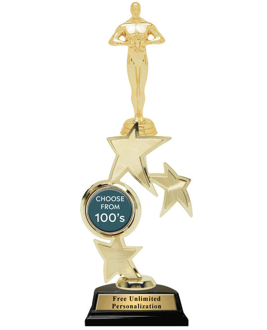 Triple Star Spin Action Insert Trophy