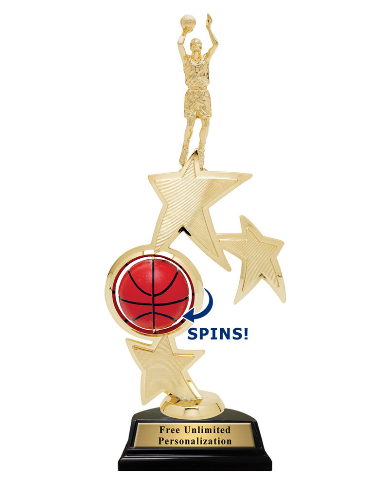 Triple Star Spin Action Basketball Trophy