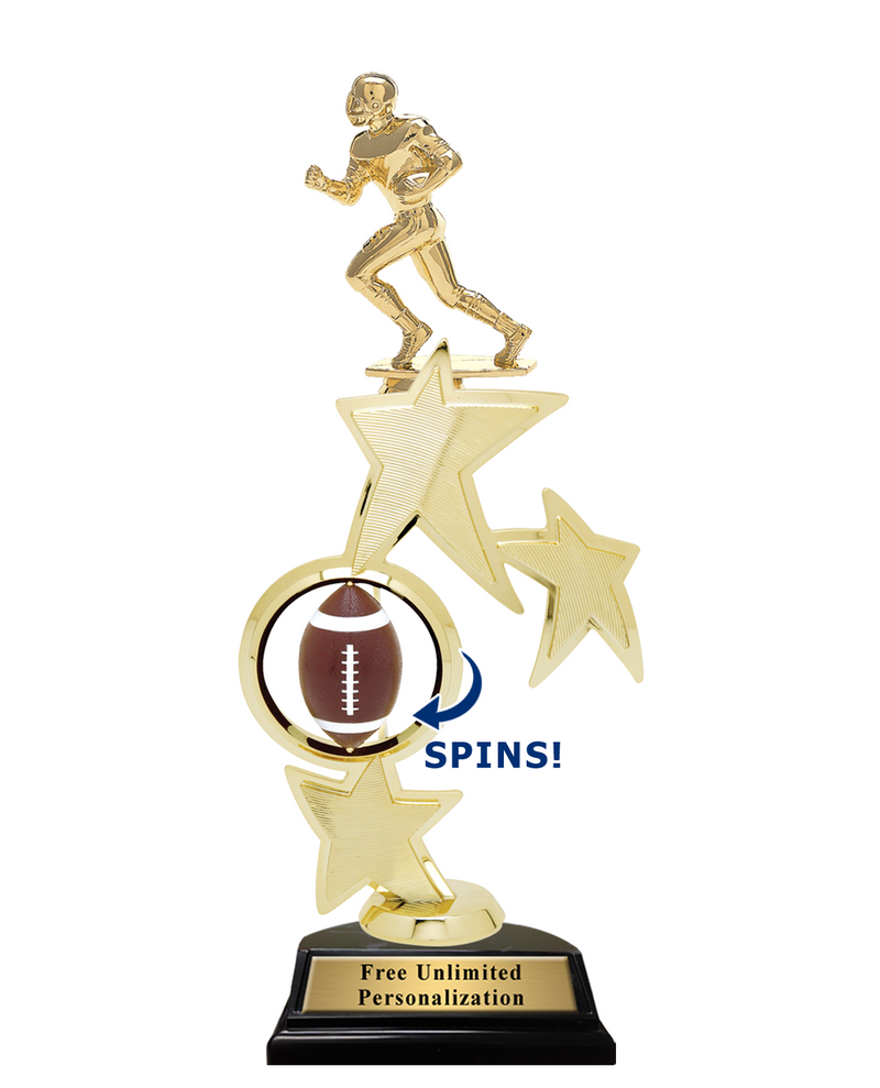 Triple Star Spin Action Football Trophy