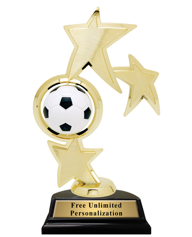 Triple Star Spin Soccer Trophy
