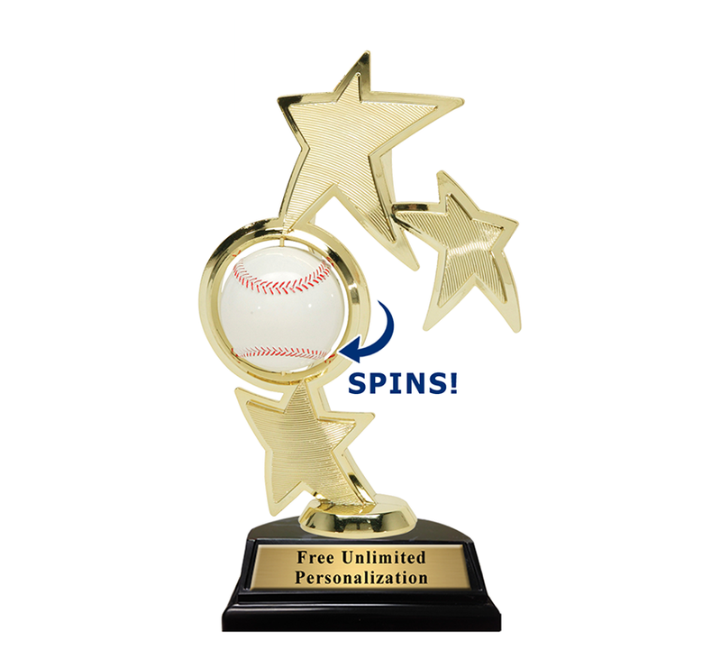 Triple Star Spin Action Baseball Trophy