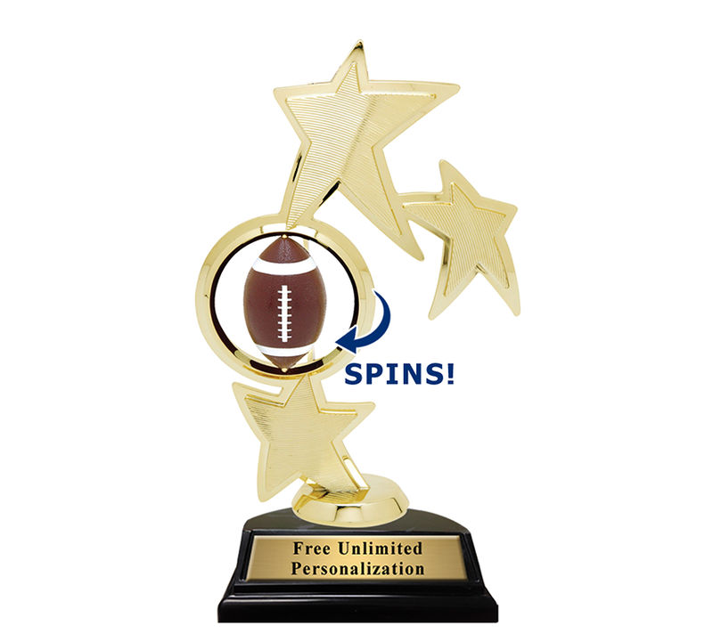 Triple Star Spin Action Football Trophy