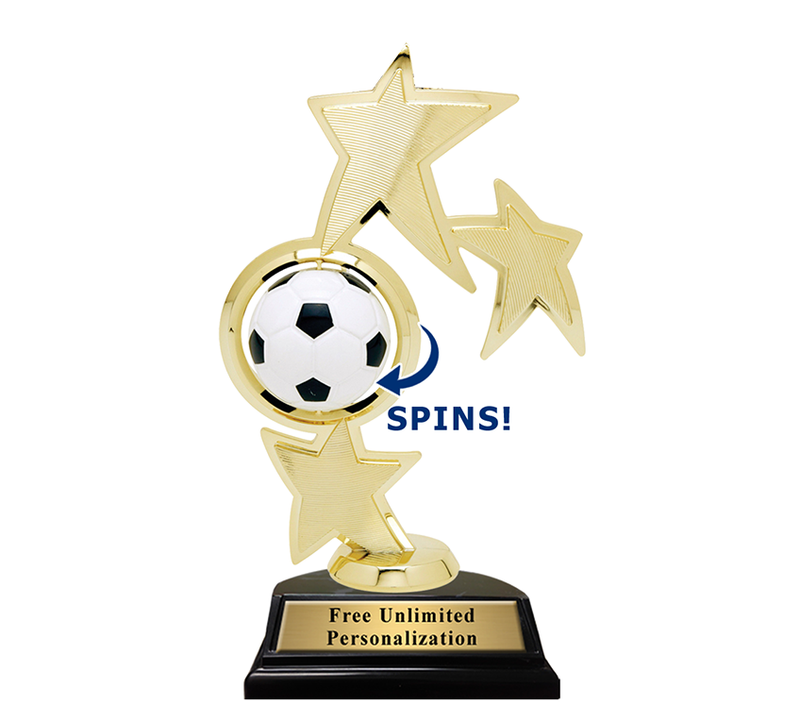 Triple Star Spin Action Soccer Trophy