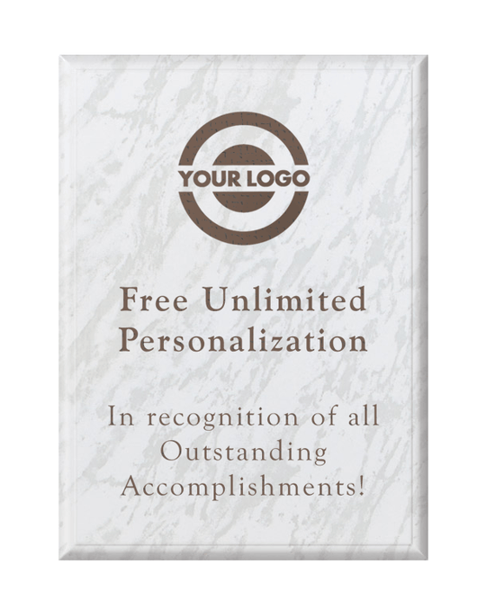 Laser Engraved White Marble Plaque