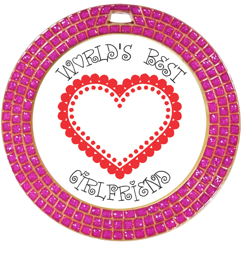 Worlds Best Valentine’s Day Pink Glitter Medal