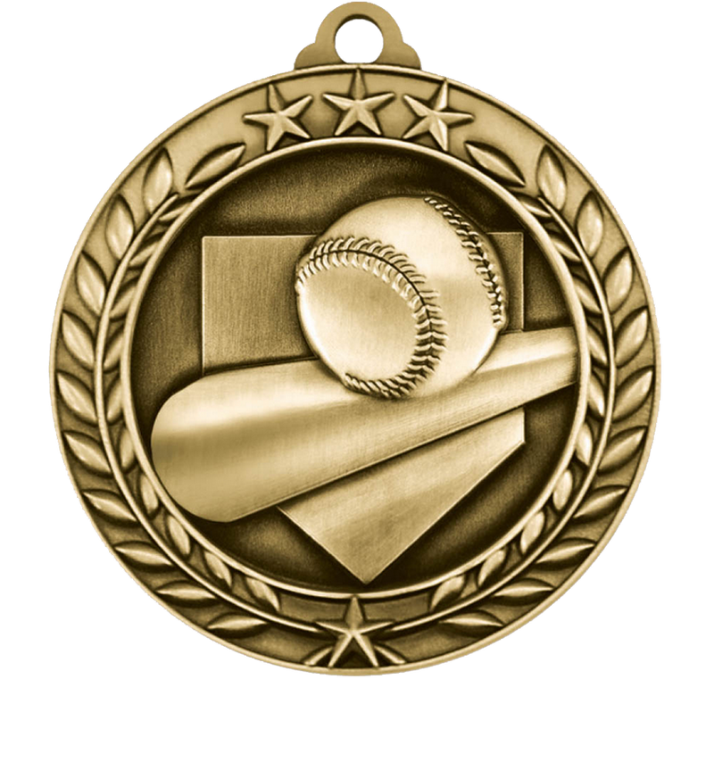 Gold Small Star Wreath Baseball Medal