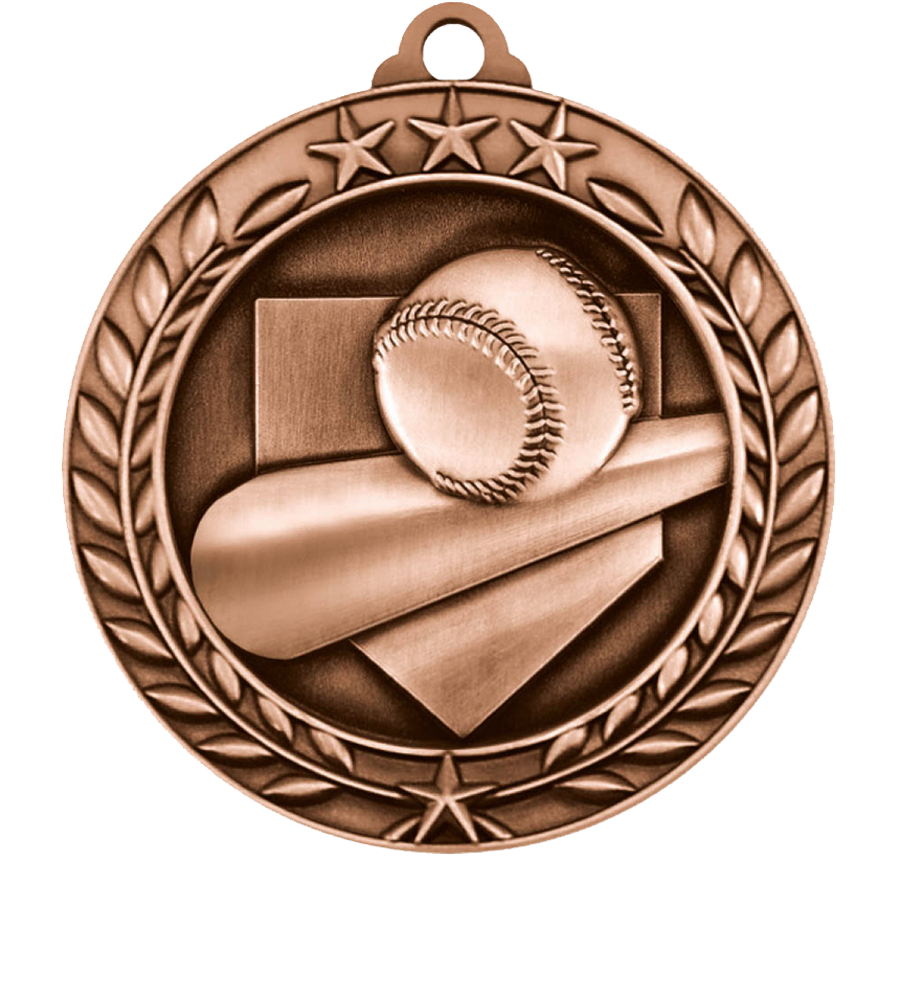 Bronze Large Star Wreath Baseball Medal