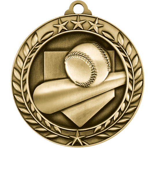 Large Star Wreath Baseball Medal