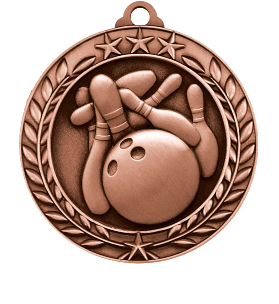 Bronze Small Star Wreath Bowling Medal