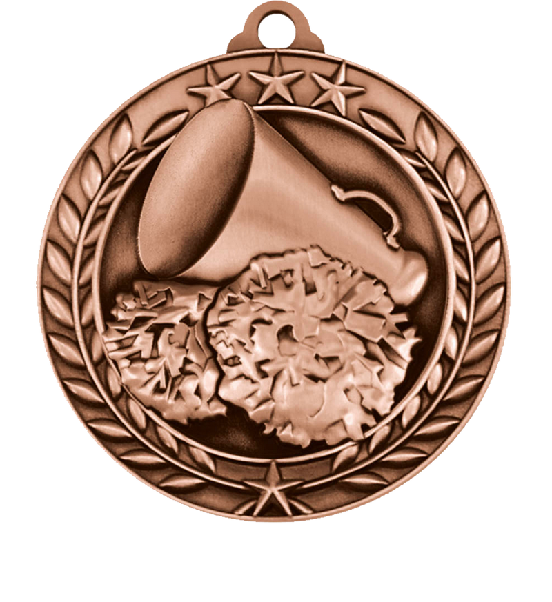 Bronze Large Star Wreath Cheerleading Medal