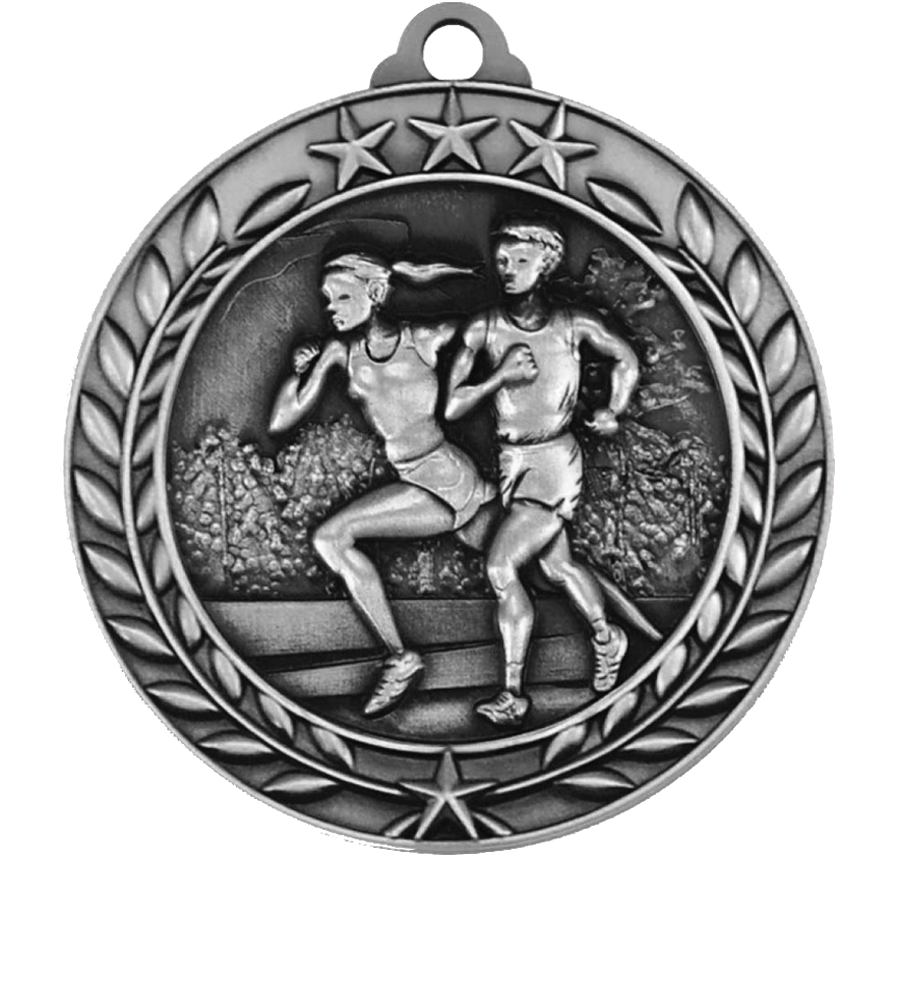 Silver Small Star Wreath Cross Country Medal