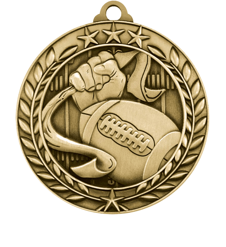 Gold Small Star Wreath Flag Football Medal