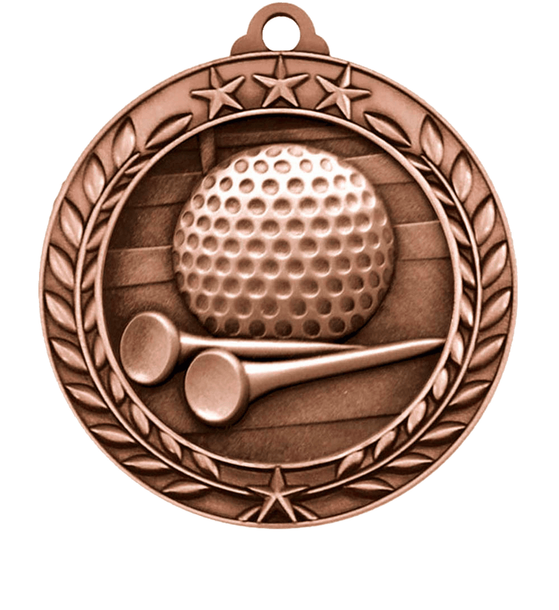 Bronze Small Star Wreath Golf Medal