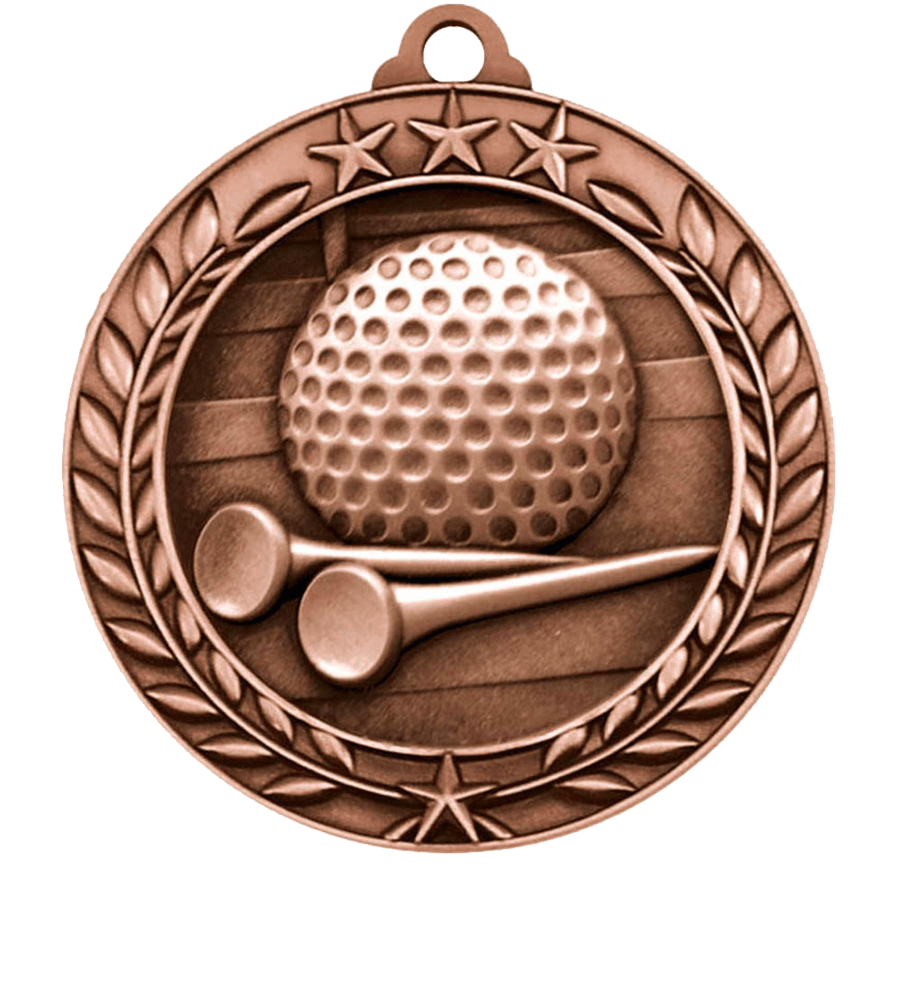 Bronze Large Star Wreath Golf Medal