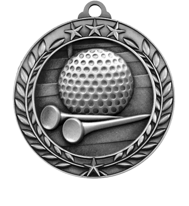 Silver Small Star Wreath Golf Medal