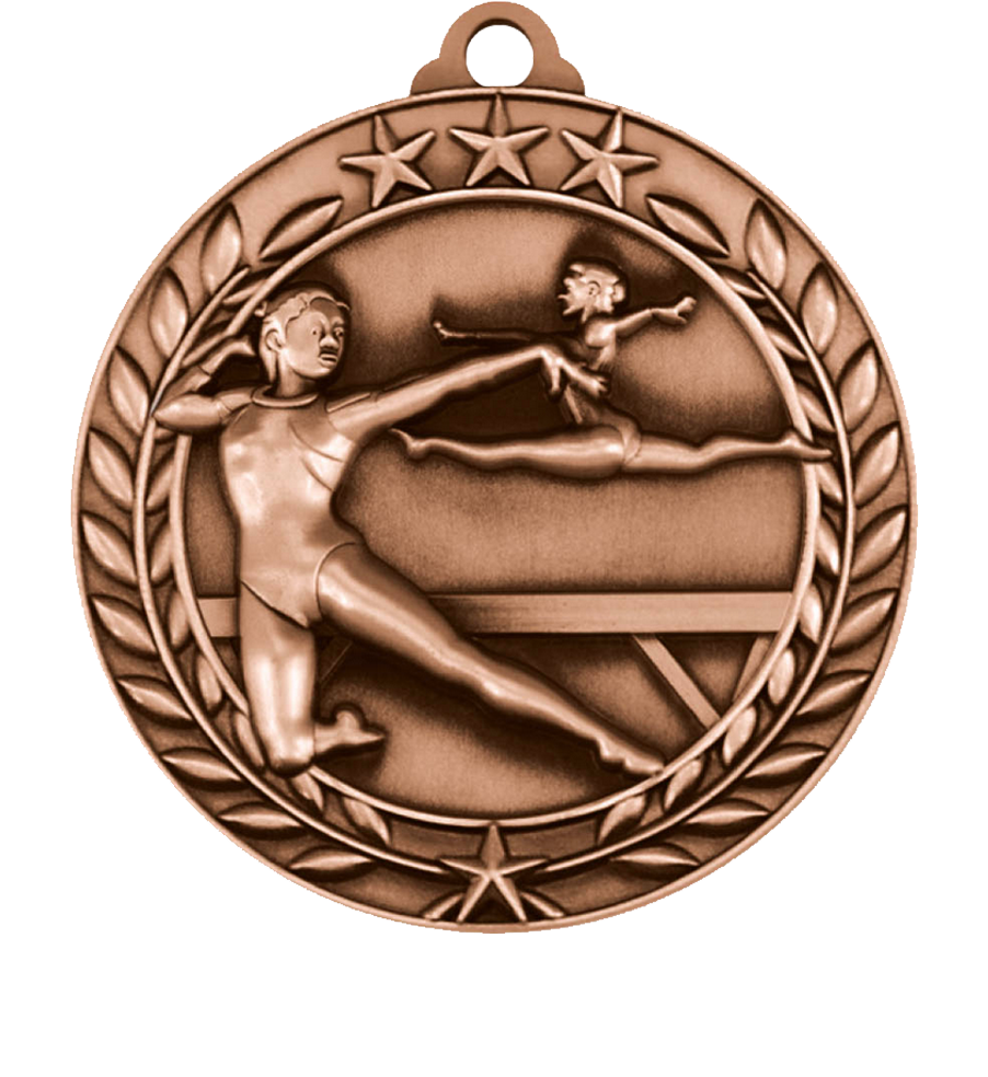 Bronze Small Star Wreath Female Gymnastics Medal