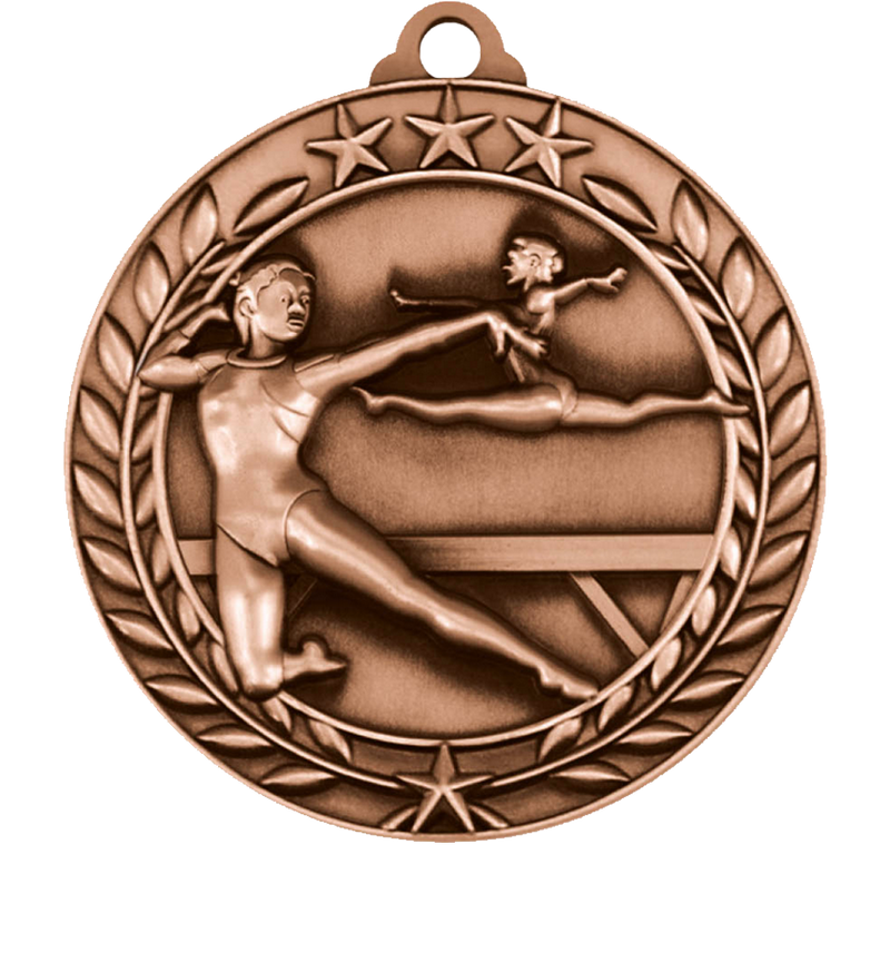Bronze Small Star Wreath Female Gymnastics Medal