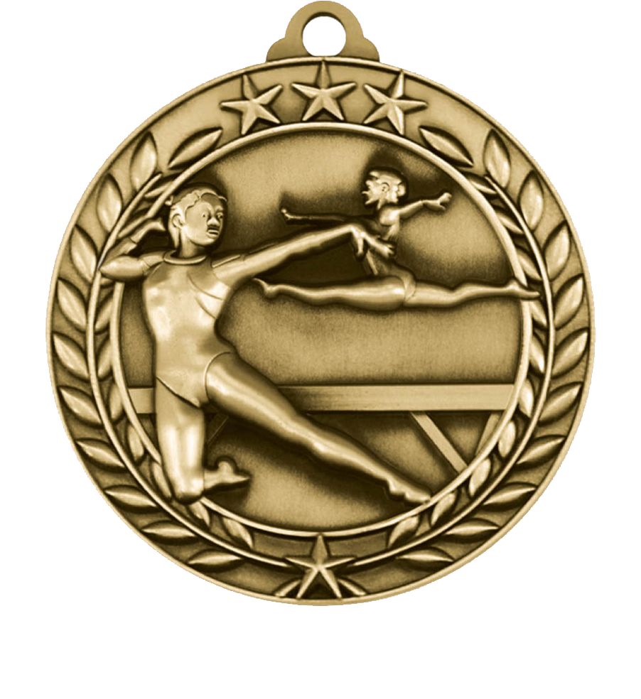 Gold Small Star Wreath Female Gymnastics Medal