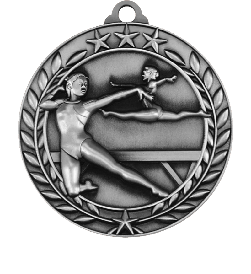 Silver Large Star Wreath Gymnastics Female Medal