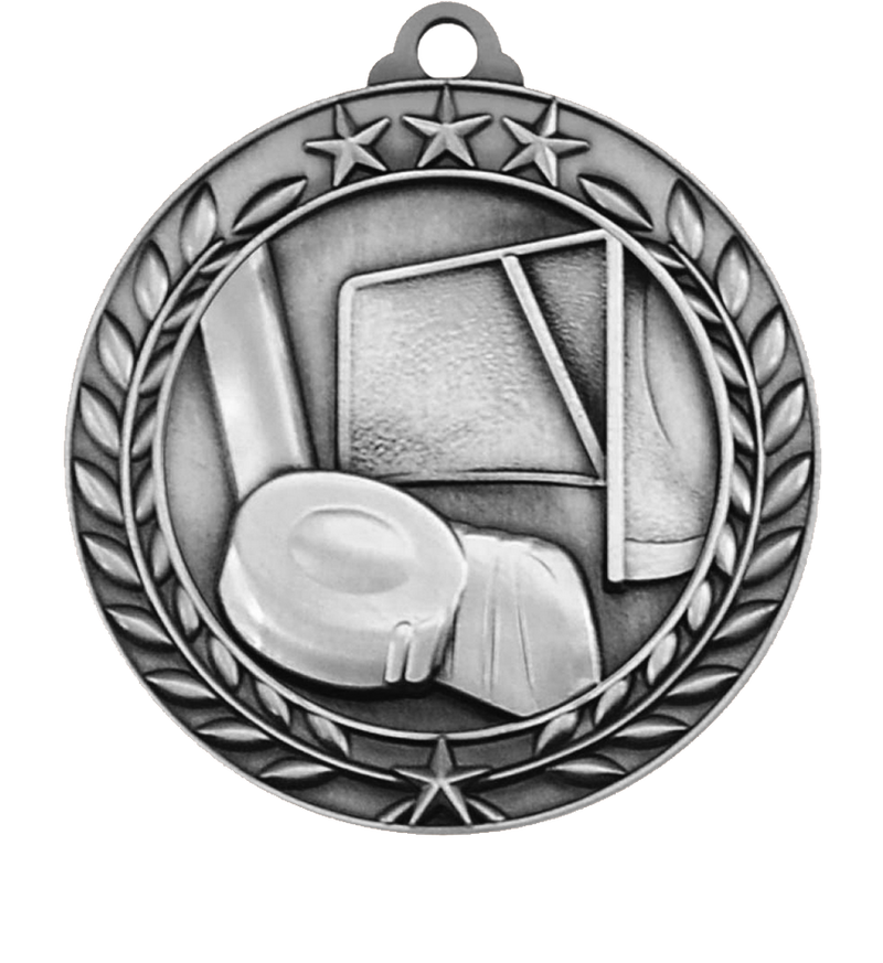 Silver Large Star Wreath Hockey Medal