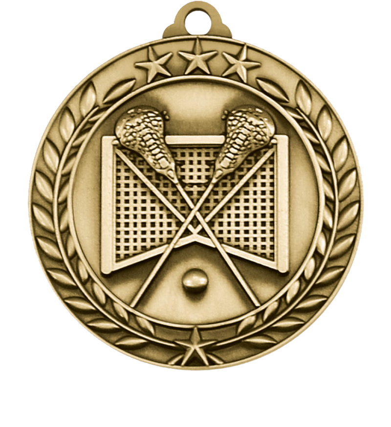 Gold Large Star Wreath Lacrosse Medal