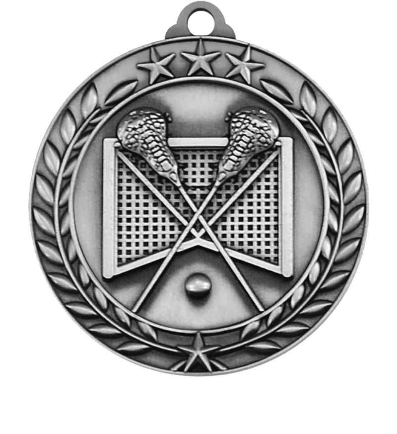 Silver Large Star Wreath Lacrosse Medal