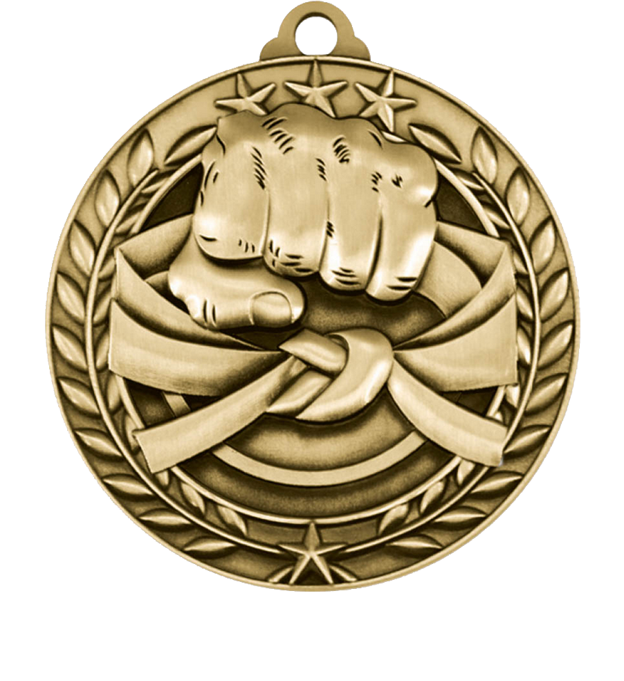 Gold Large Star Wreath Martial Arts Medal