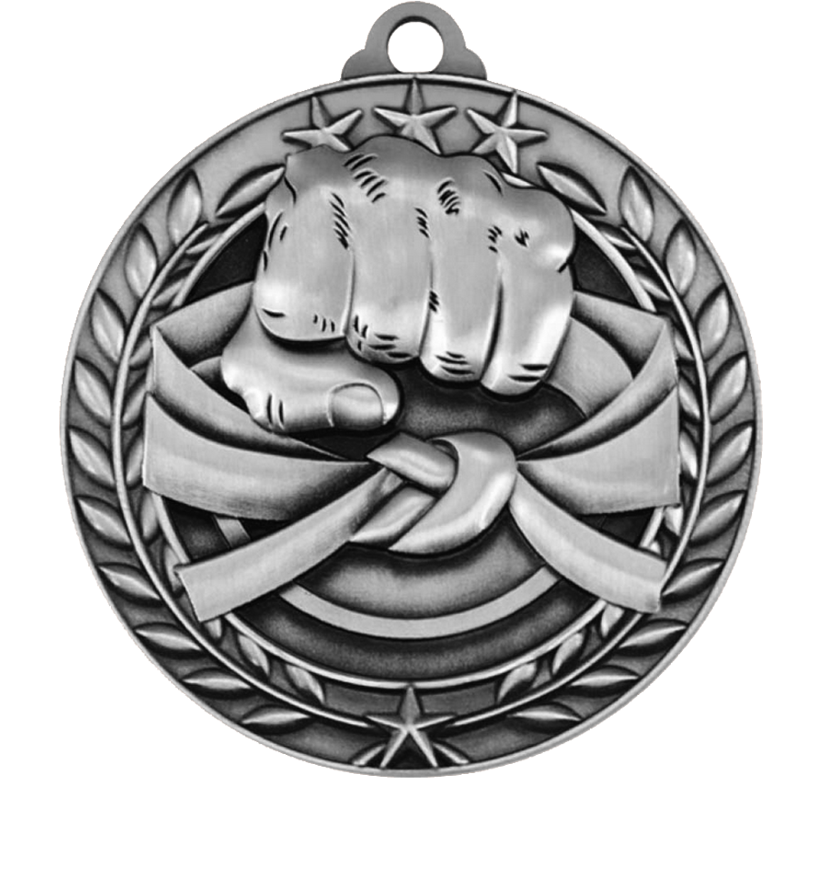 Silver Large Star Wreath Martial Arts Medal