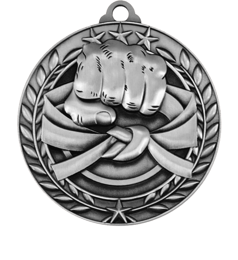 Silver Large Star Wreath Martial Arts Medal
