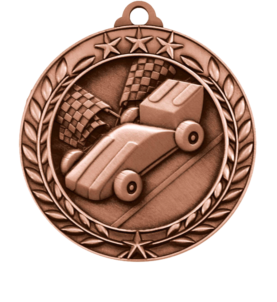 Bronze Small Star Wreath Pinewood Derby Medal