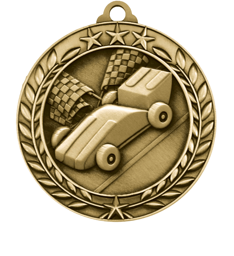 Gold Large Star Wreath Pinewood Derby Medal