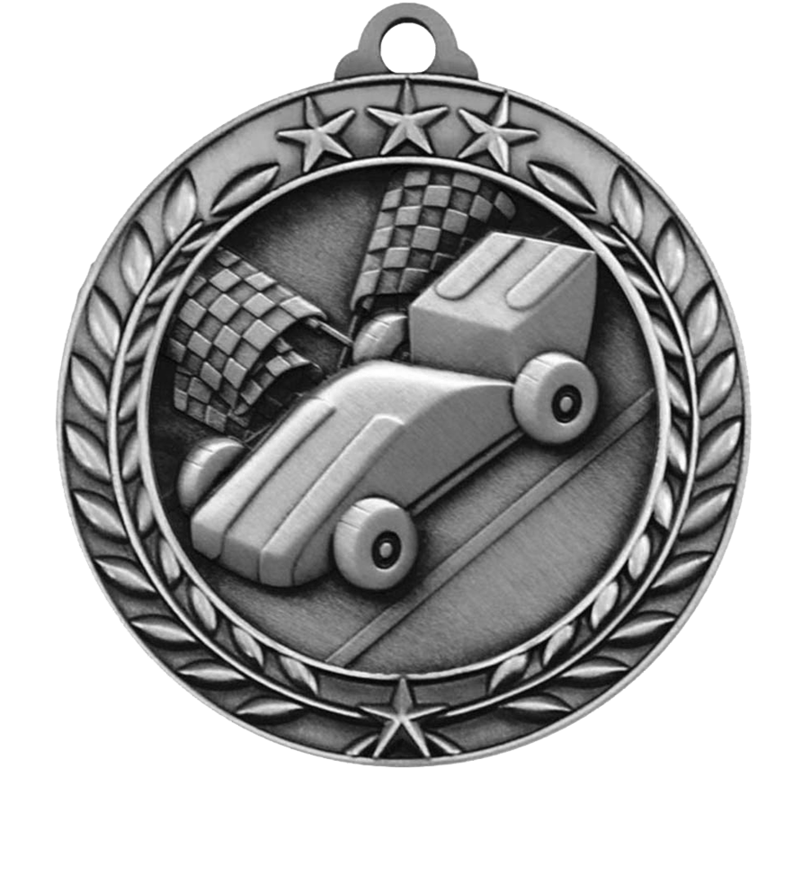 Silver Small Star Wreath Pinewood Derby Medal