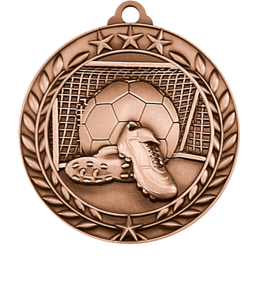 Bronze Large Star Wreath Soccer Medal