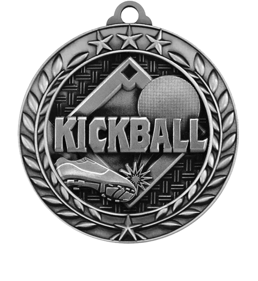 Silver Small Star Wreath Kickball Medal