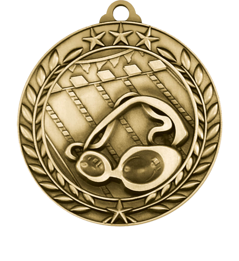 Gold Small Star Wreath Swimming Medal