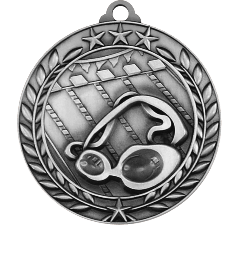 Silver Small Star Wreath Swimming Medal