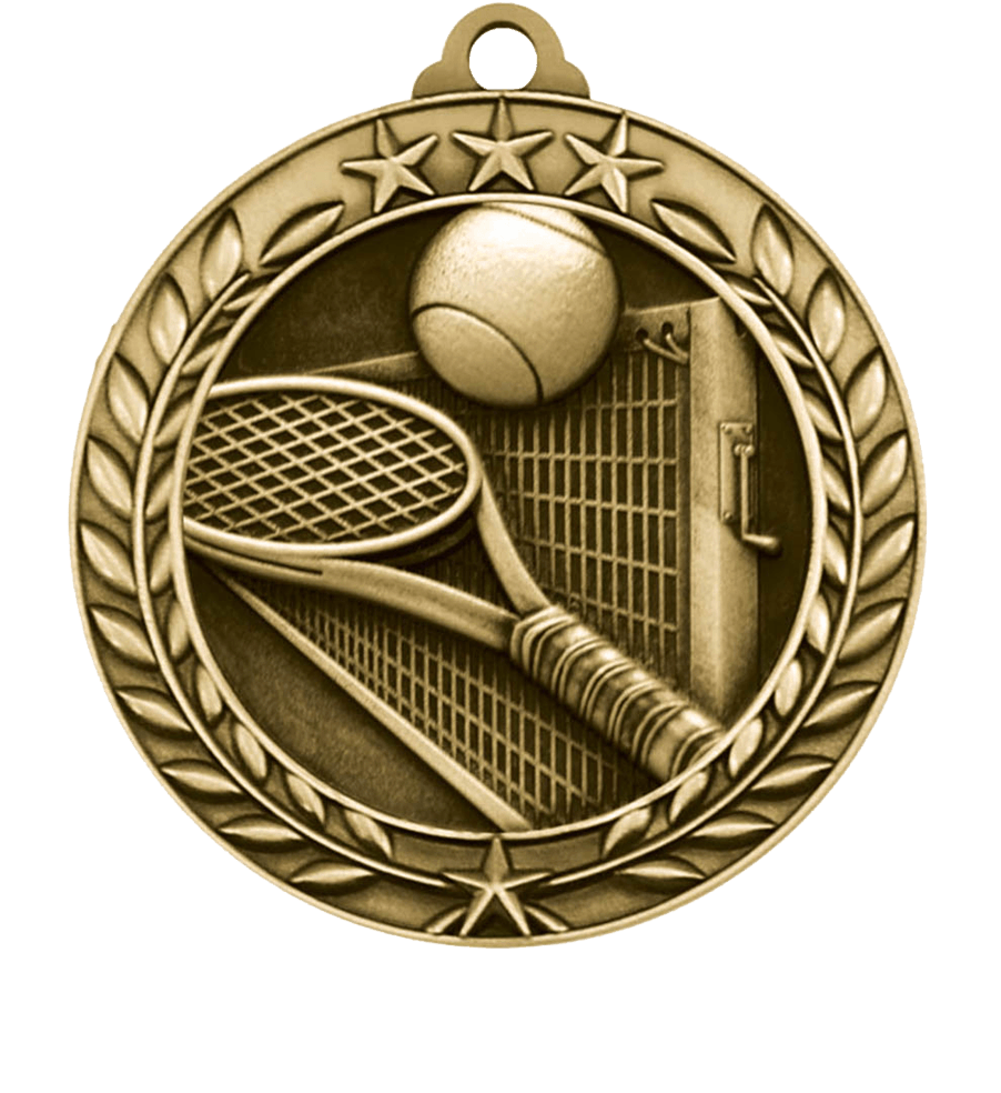 Gold Small Star Wreath Tennis Medal