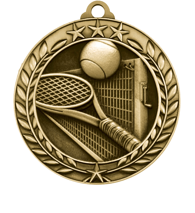 Gold Large Star Wreath Tennis Medal