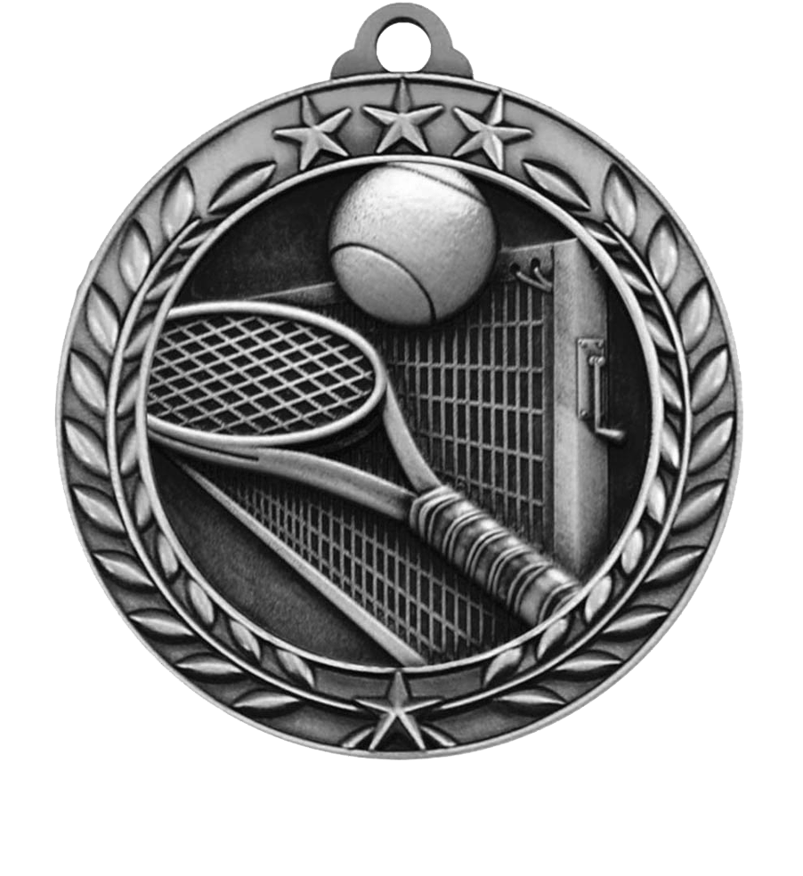 Silver Small Star Wreath Tennis Medal