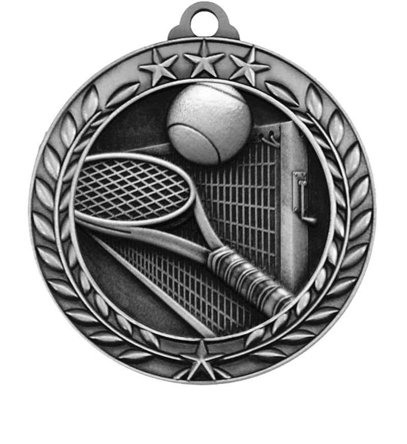 Silver Small Star Wreath Tennis Medal