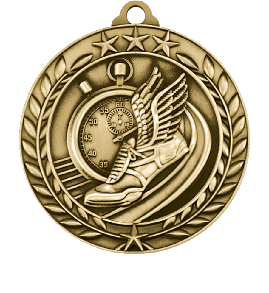 Gold Large Star Wreath Track Medal