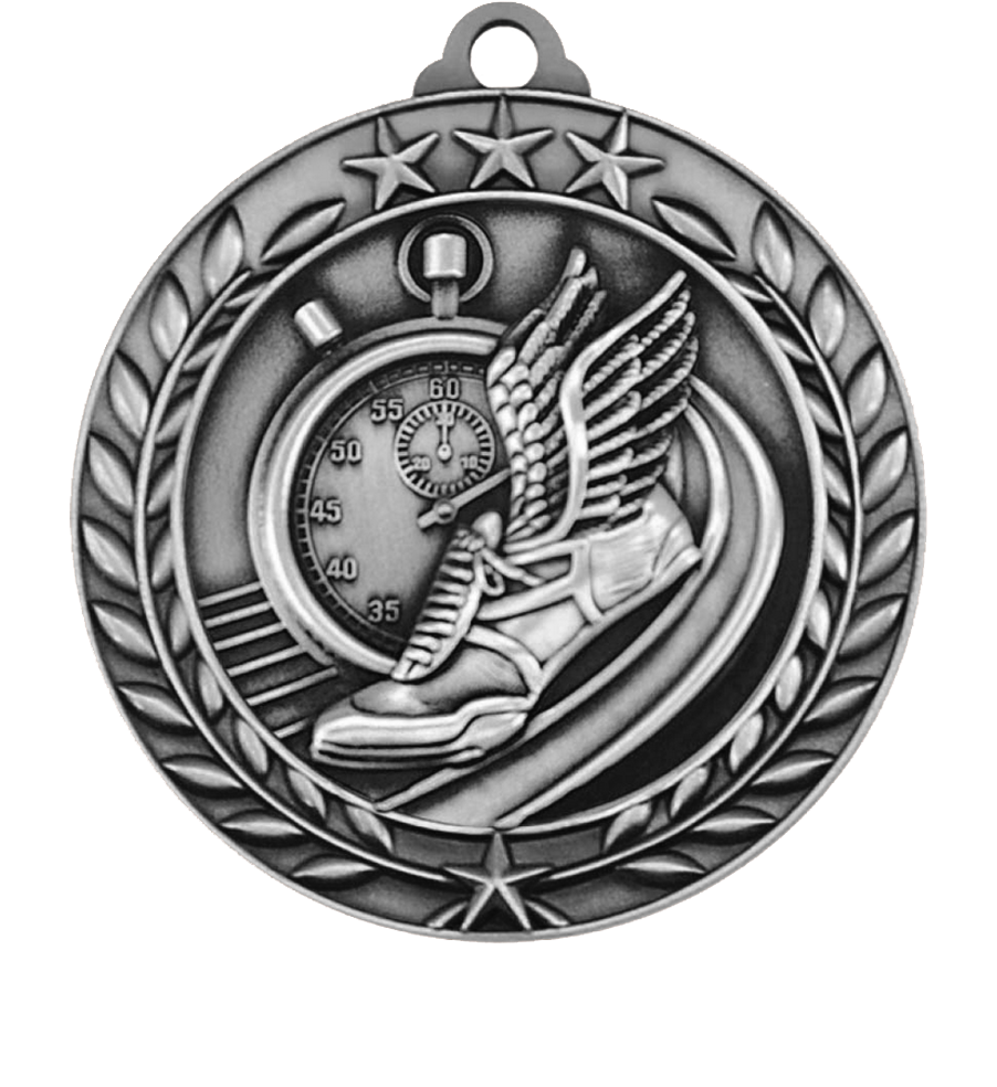 Silver Large Star Wreath Track Medal