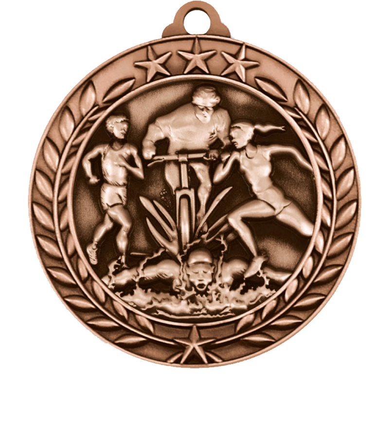 Bronze Small Star Wreath Triathlon Medal