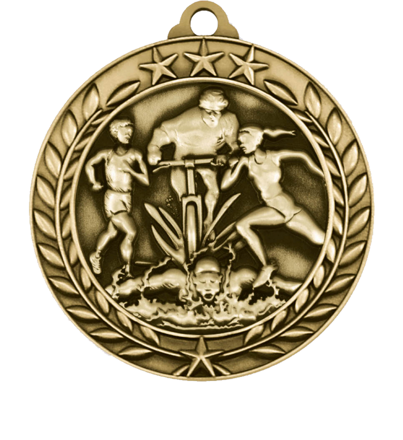 Gold Small Star Wreath Triathlon Medal