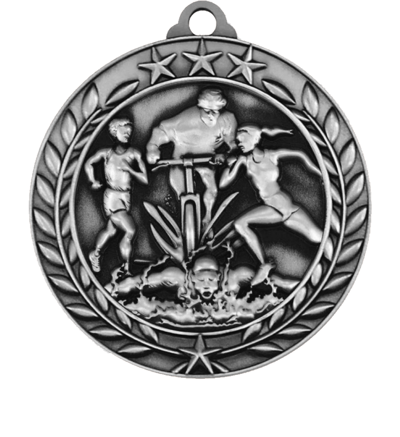 Silver Small Star Wreath Triathlon Medal
