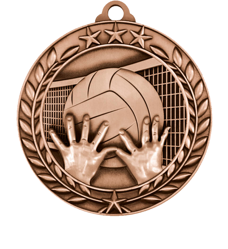 Bronze Large Star Wreath Volleyball Medal