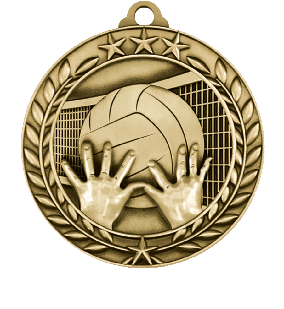 Gold Large Star Wreath Volleyball Medal
