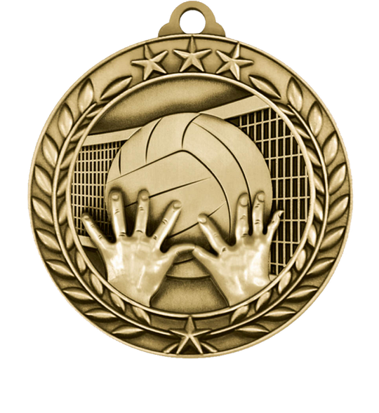 Large Star Wreath Volleyball Medal