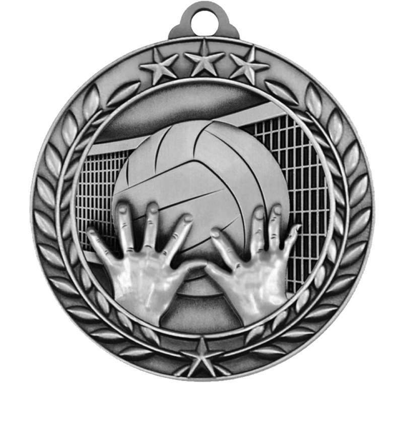 Silver Small Star Wreath Volleyball Medal