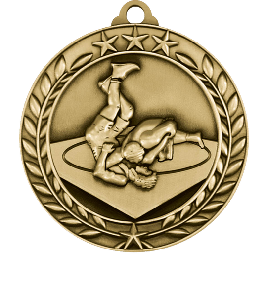 Large Star Wreath Wrestling Medal